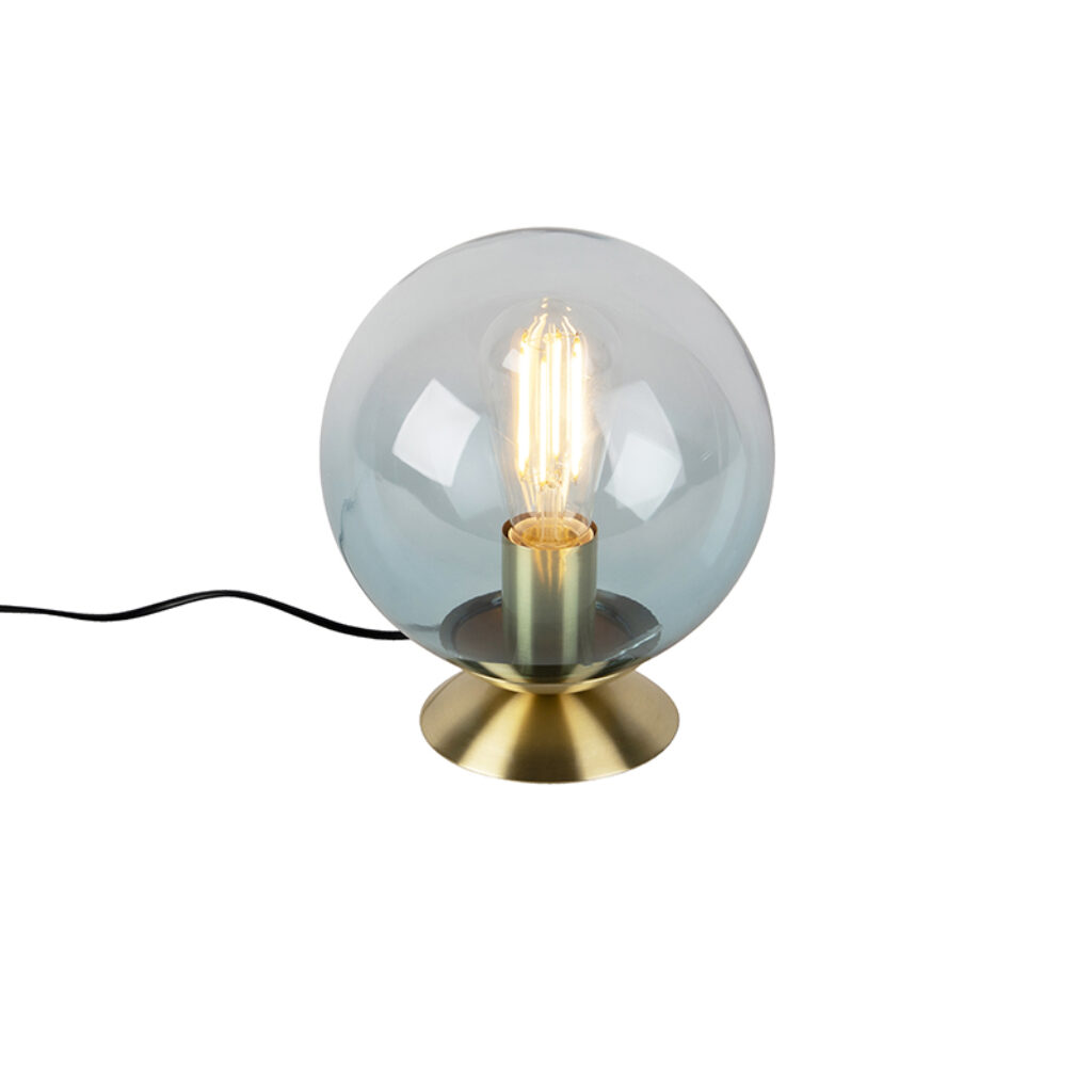 tafellampen Art deco tafellamp messing met blauw glas Pallon GlasStaal Turquoise Deze is een tijdloze mooi afgewerkt in De glazen bol gemaakt van ijsblauw