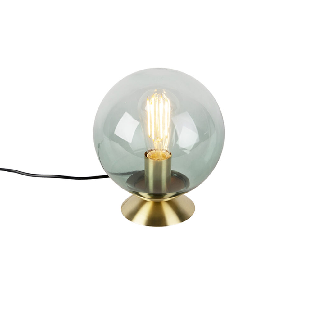 tafellampen Art deco tafellamp messing met groen glas Pallon GlasStaal Groen Deze is speciaal in zijn door de lichtgroene kleur van het en combinatie goud echt