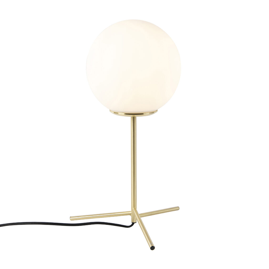 tafellampen Art deco tafellamp messing met opaal glas 455 cm Pallon GlasStaal Wit Onze lamp is erg uniek dankzij zijn armatuur en glas. Deze combinatie maakt