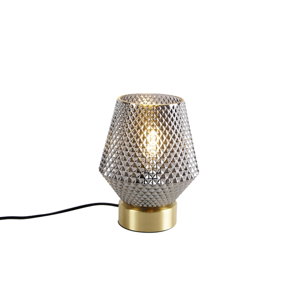 tafellampen Art Deco tafellamp messing met smoke glas Karce GlasStaal De perfecte onze mooi afgewerkt en voet. Het geribbeld zorgt voor gezellige lichteffecten