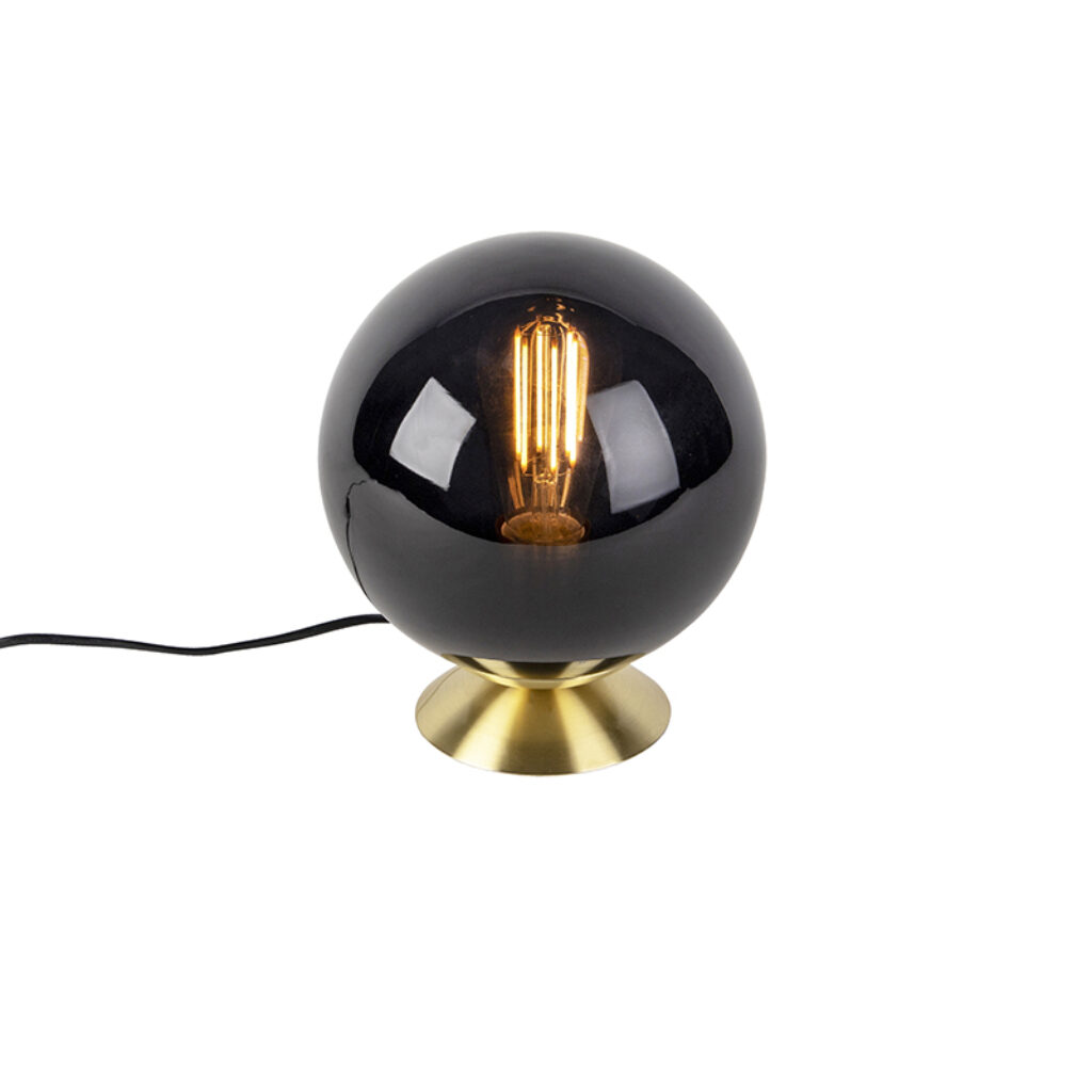 tafellampen Art deco tafellamp messing met zwart glas Pallon GlasStaal Zwart Donkere glastinten zijn weer helemaal in dus deze chique ga jij mee de laatste De