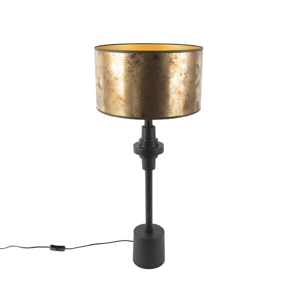 tafellampen Art deco tafellamp met kap brons 35 cm Diverso StofKunststofAluminium Zwart Haal de jaren terug in huis onze Een combinatie van Deco en klassiek.