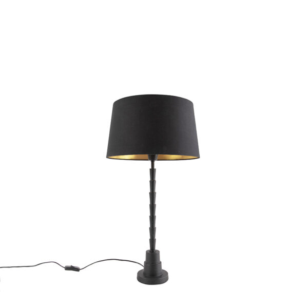 tafellampen Art deco tafellamp zwart met katoenen kap 35 cm Pisos AluminiumKatoen Zwart is een stijlvolle Deco die perfect past elke woonkamer slaapkamer of