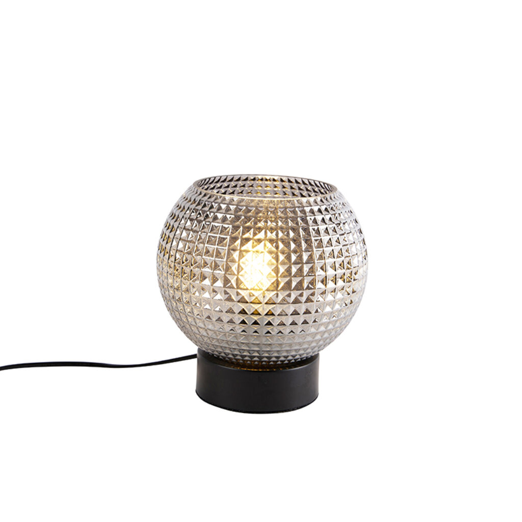 tafellampen Art Deco tafellamp zwart met smoke glas Sphere GlasStaal Zwart een super sfeervol hoekje De prachtige lamp staat meteen heel stijlvol in je