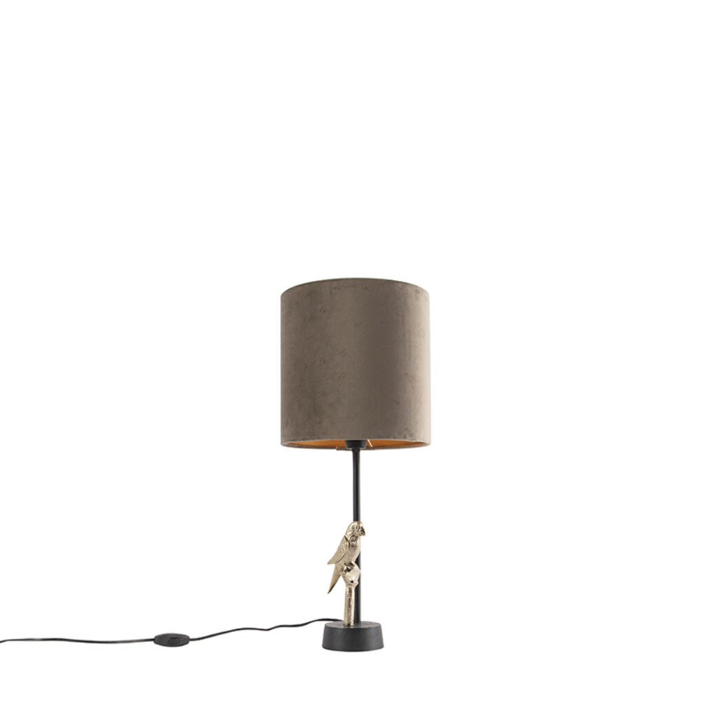tafellampen Art deco tafellamp zwart met velours taupe kap 20 cm Pajaro AluminiumStof Taupe Ga op safari in eigen huis onze tafellamp. Deze opvallende weet al