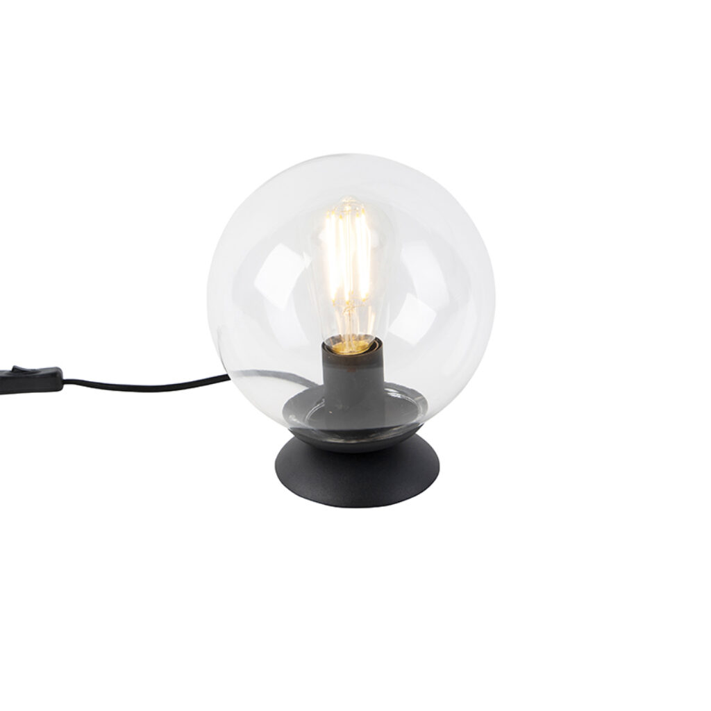 tafellampen Art deco tafellamp zwart Pallon GlasStaal Transparant Deze is een tijdloze mooi afgewerkt in De glazen bol volledig doorzichtig en daardoor kies je