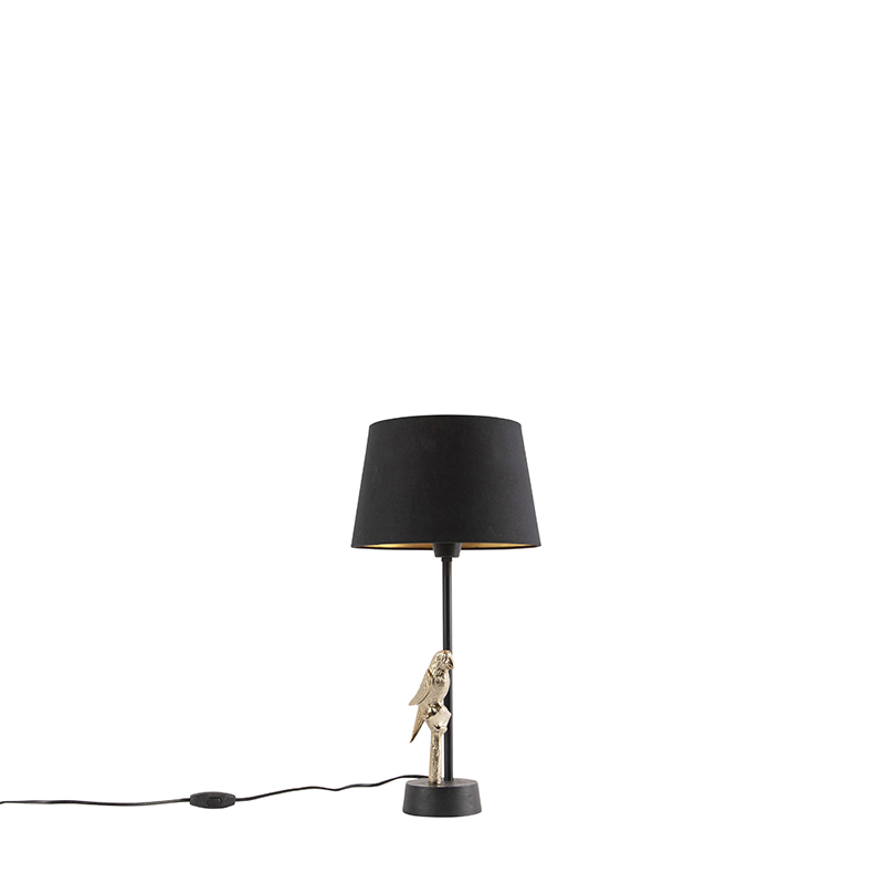 tafellampen Botanische tafellamp zwart met katoenen kap 25 cm Pajaro AluminiumKatoen Zwart Ga op safari in eigen huis onze tafellamp. Deze opvallende weet al