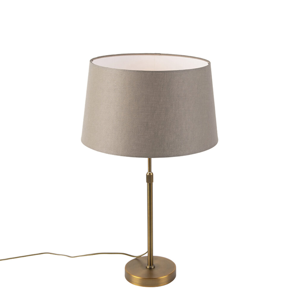 tafellampen Bronze tafellamp met linnen kap taupe 35cm Parte LinnenStaal Taupe Tafellamp is zijn simpele en strakke design een plaatje op zich. Een