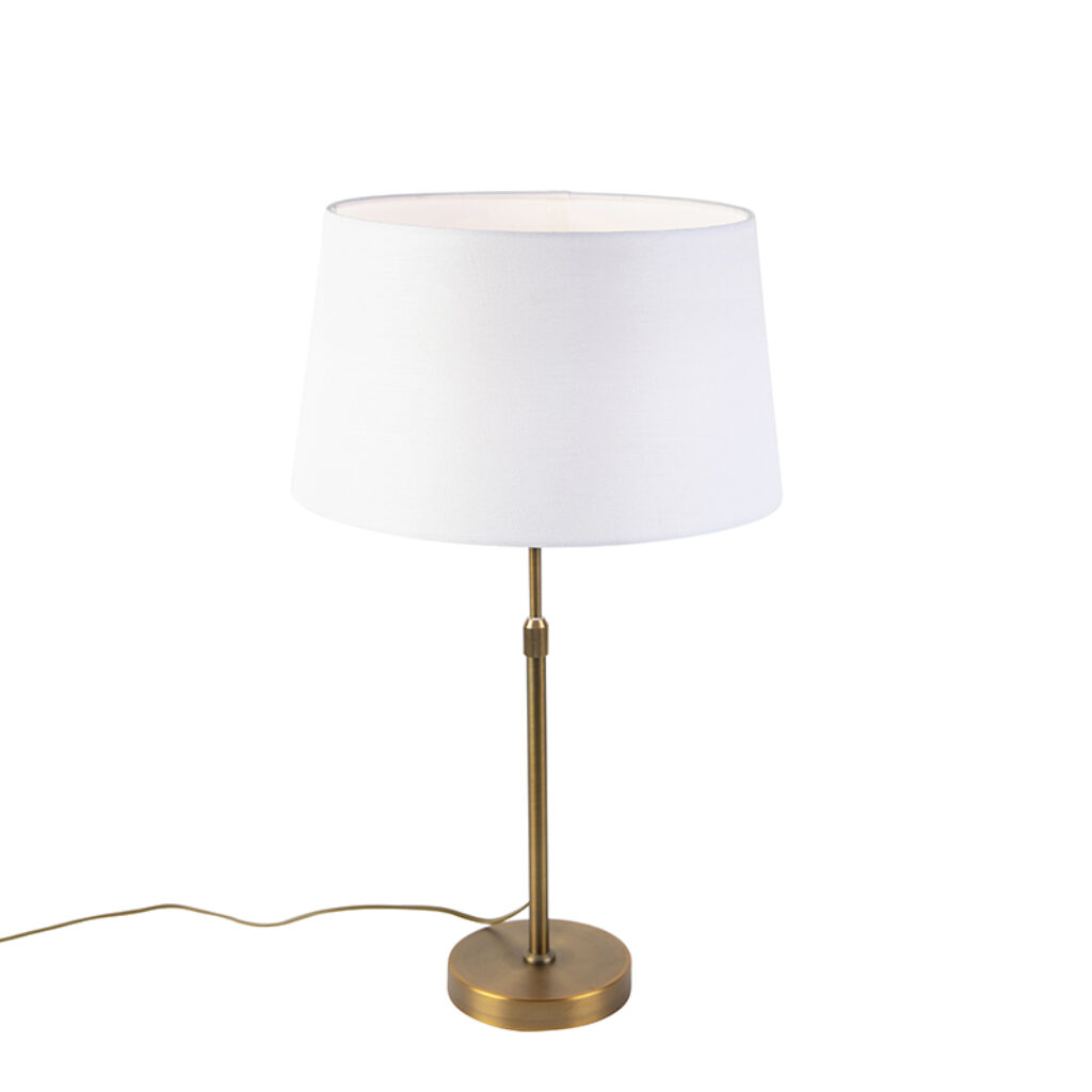 tafellampen Bronze tafellamp met linnen kap wit 35cm Parte LinnenStaal Wit Tafellamp is zijn simpele en strakke design een plaatje op zich. Een minimalistisch