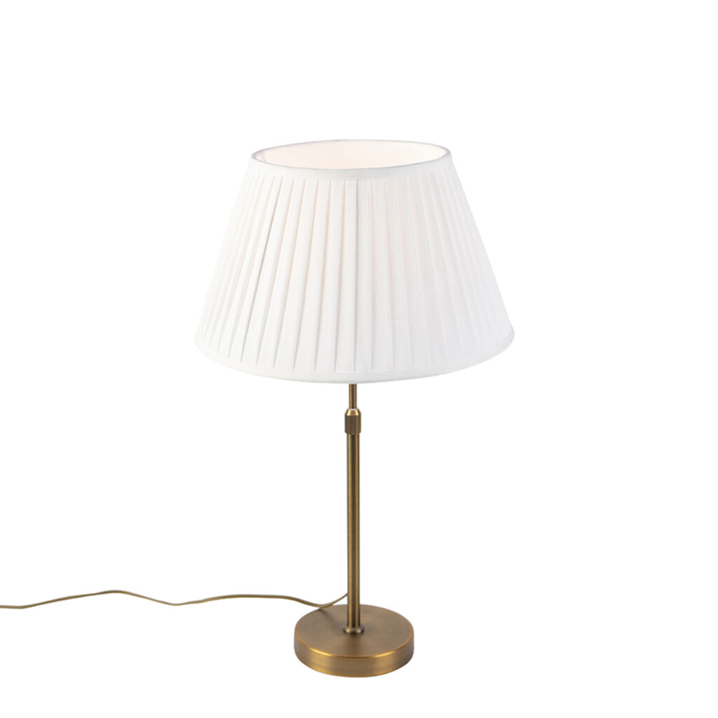 tafellampen Bronze tafellamp met plisse kap wit 35cm Parte StofStaal Wit Tafellamp is de perfecte sfeermaker voor jouw interieur. Een minimalistisch ontwerp