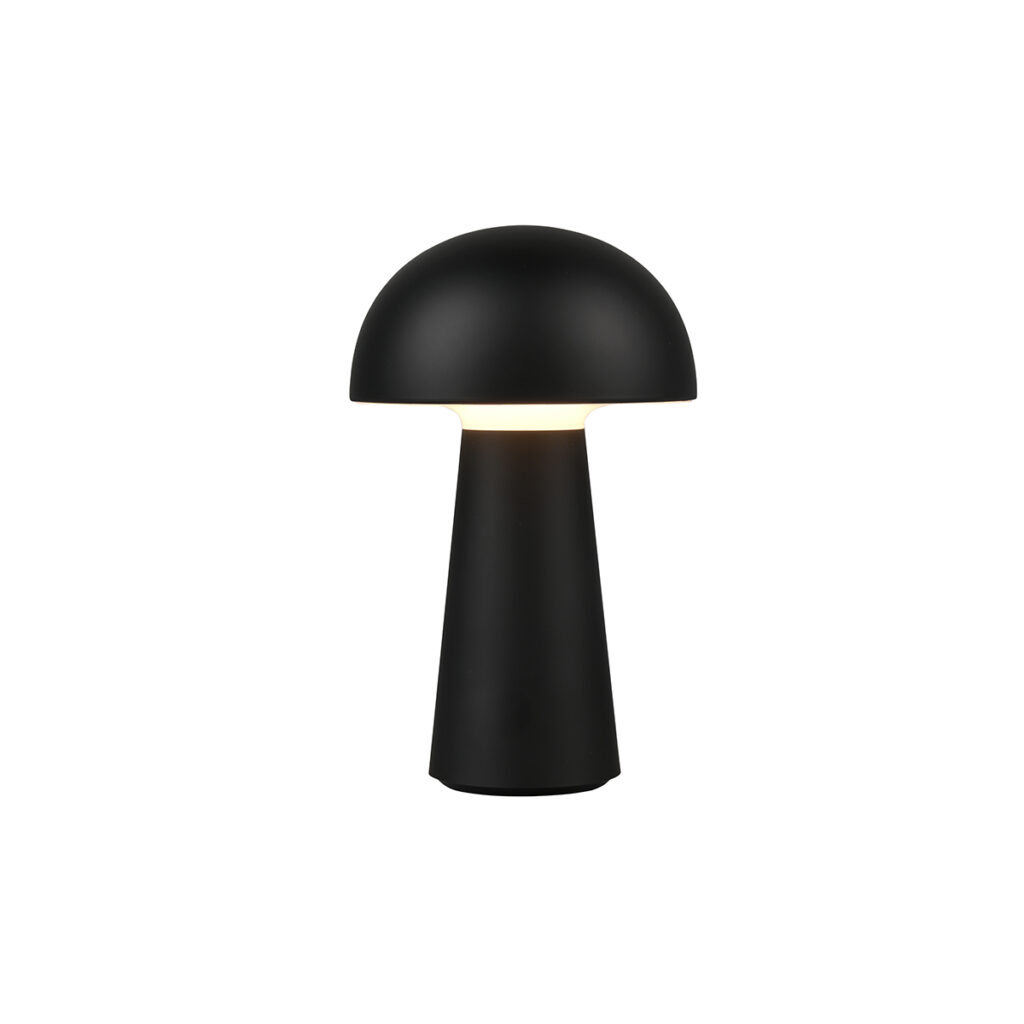 tafellampen Buiten tafellamp zwart oplaadbaar dimbaar Daniel Kunststof Zwart Deze vrolijke lijkt sprekend op een paddenstoel. De lamp is zowel geschikt voor