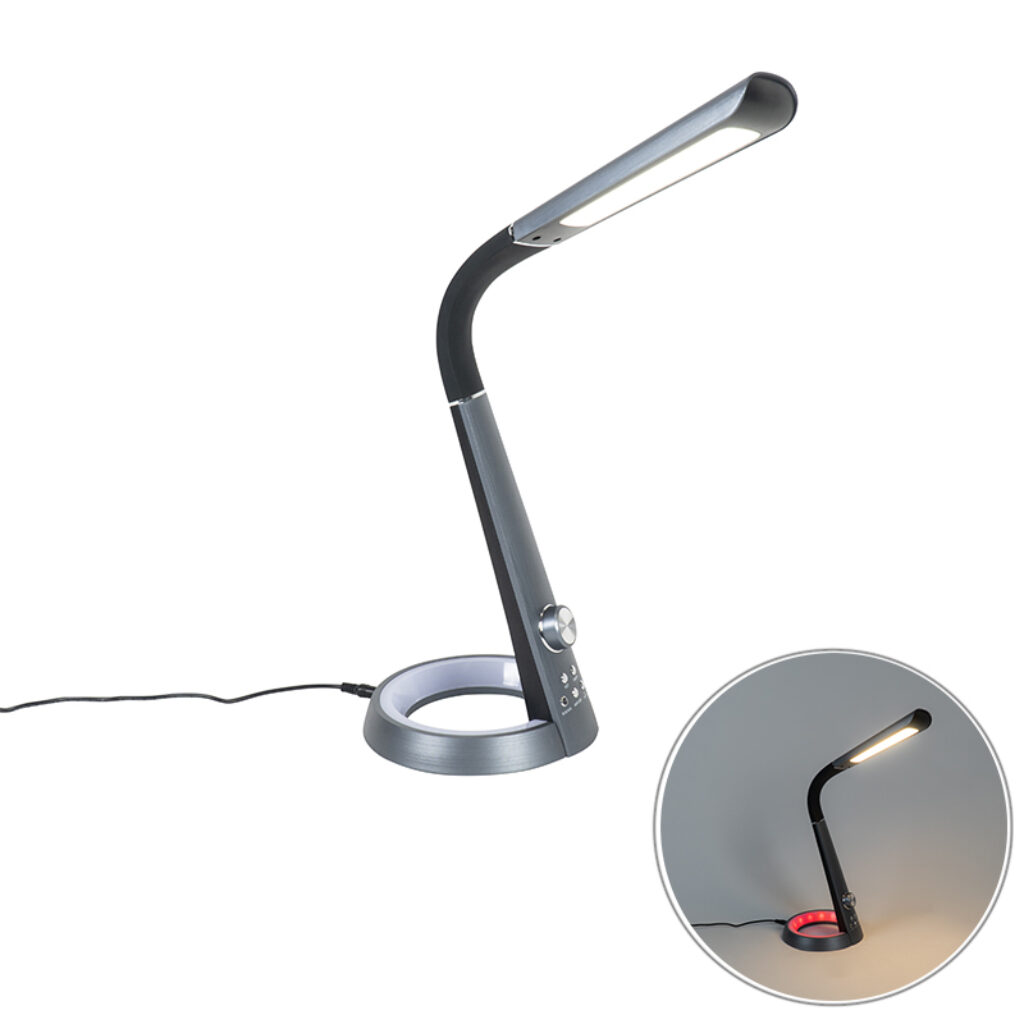 tafellampen Bureaulamp zwart incl. LED RGBW en Manuel AluminiumKunststof Zwart is een super toffe tafellamp. Niet alleen door zijn prachtige design maar hij ook