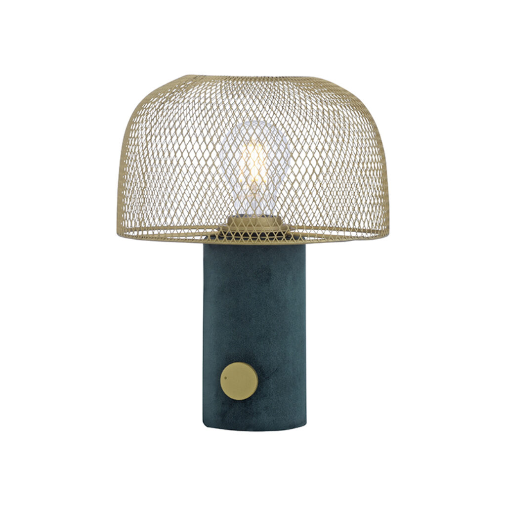 tafellampen Design tafellamp groen met goud en dimmer Gomba StaalStof Groen Deze mooie is perfect voor ieder gemaakt van staal stof afgewerkt in een groene