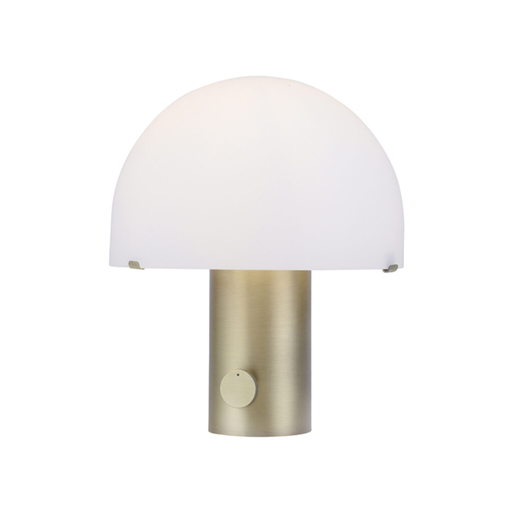 tafellampen Design tafellamp messing met wit en dimmer Gomba GlasStaal Deze mooie is perfect voor ieder gemaakt van glas staal afgewerkt in een gouden kleur.