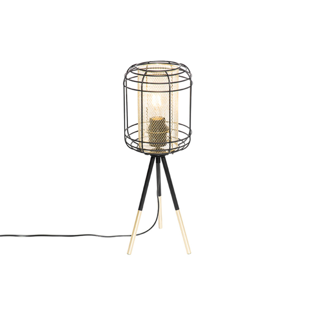 tafellampen Design tafellamp tripod zwart met goud Gaze Staal Zwart Haal een echte design lamp in huis Gaze. Deze is gemaakt van staal afgewerkt het en goud.