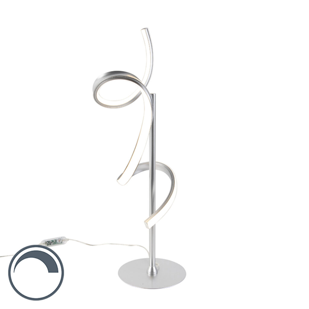 tafellampen Design tafellamp zilver incl. LED en dimmer Krisscross StaalAluminium Staal Als je op zoek bent naar een schitterende moderne die meteen in het oog