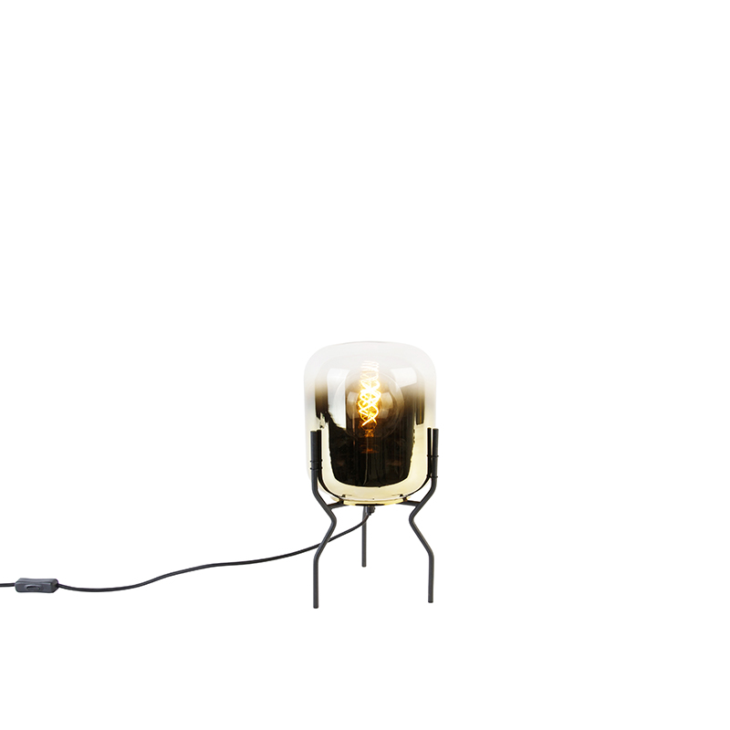 tafellampen Design tafellamp zwart met goud glas Bliss StaalGlas Fleur je interieur op onze vrolijke tafellamp. Deze lamp is afgewerkt en de voet in het zwart.