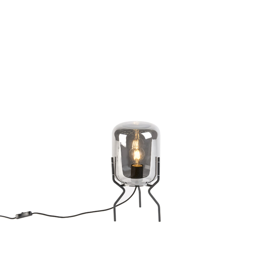 tafellampen Design tafellamp zwart met smoke glas Bliss AluminiumGlas Zwart Deze mooie donker glass is perfect voor ieder Door het donkere heeft deze lamp een