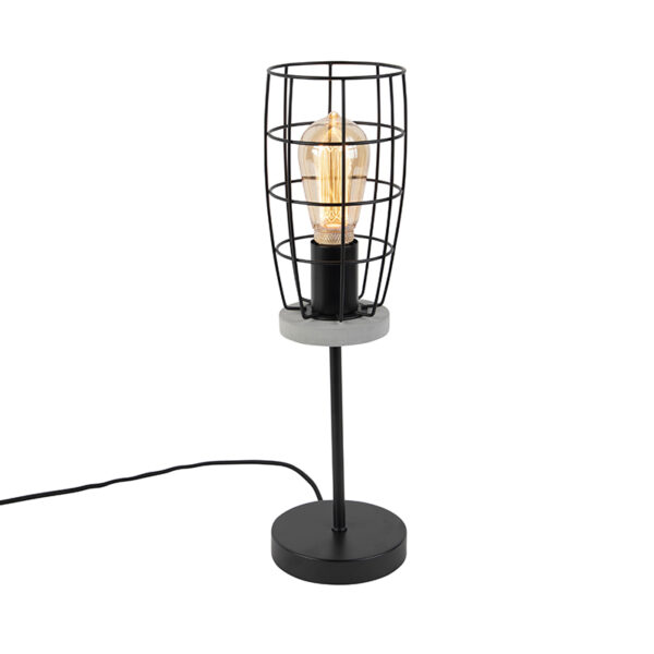 tafellampen Industriele tafellamp betonlook met zwart Rohan Steen BetonStaal Zwart De is een mooie hij past perfect in je Art Deco of interieur. afwerking frame