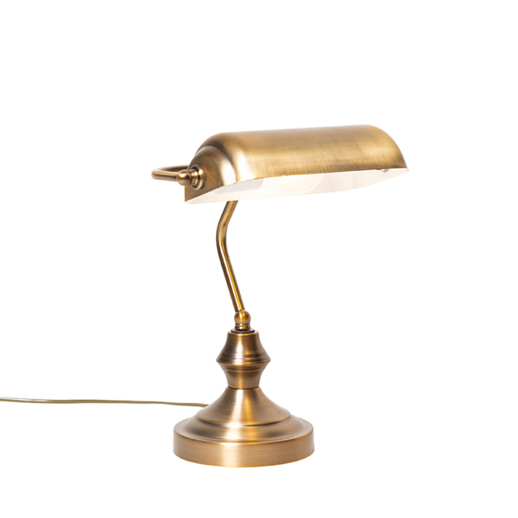 tafellampen Klassieke brons Banker Staal Brons Altijd al een bronzen notarislamp willen Dan is dit je afgewerkt in oude kleur en gemaakt van staal. Hij heeft