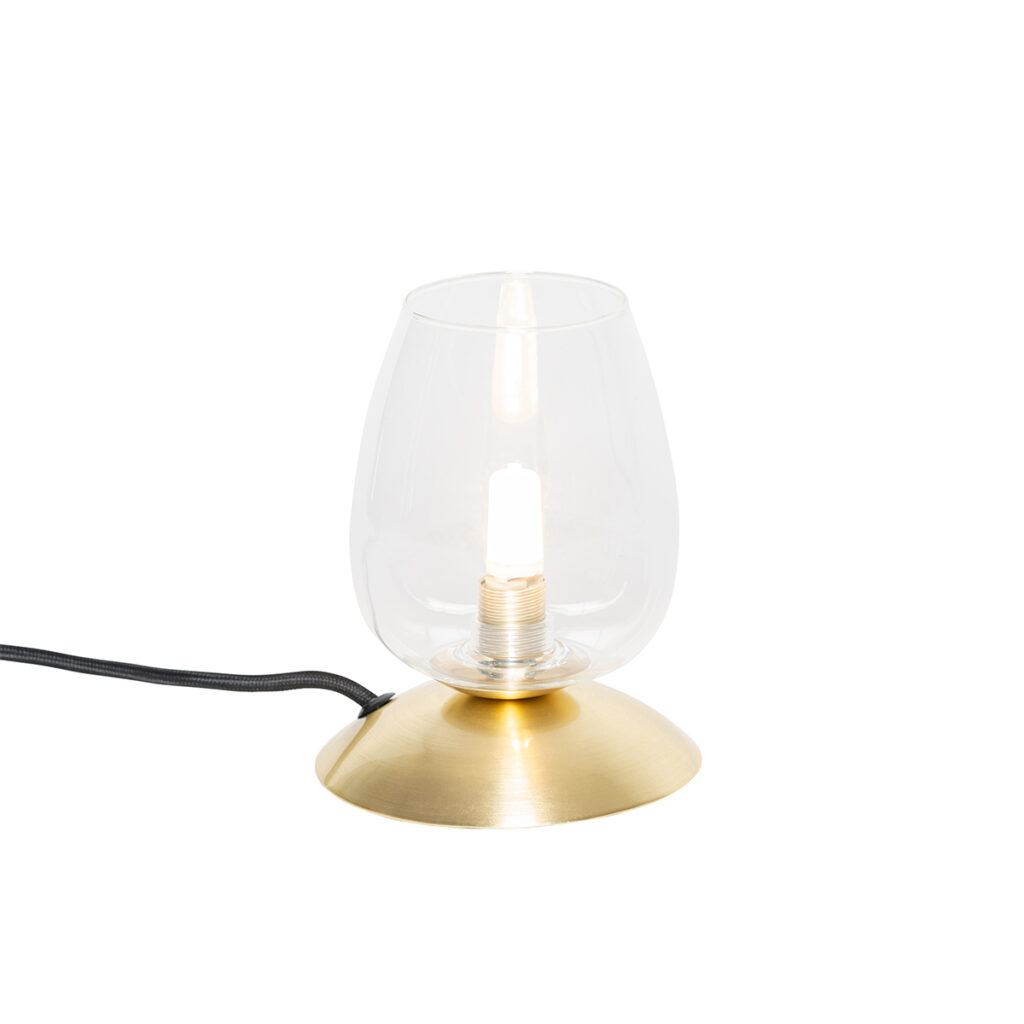 tafellampen Klassieke tafellamp goud met glas Elien StaalGlas Een stijlvol en tijdloos design deze tafellamp. klassieke lamp die een mooie afwerking heeft