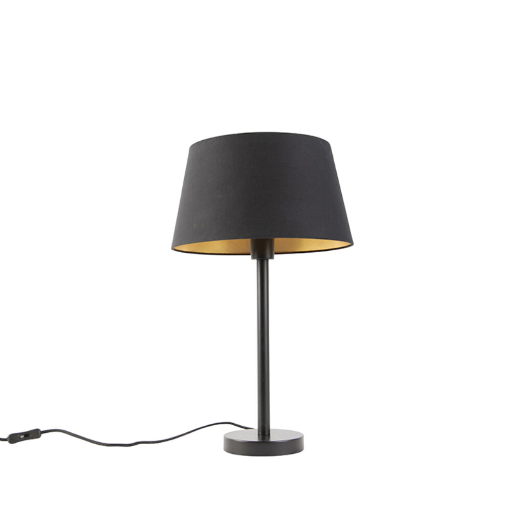 tafellampen Klassieke tafellamp zwart met zwarte kap 32 cm Simplo StaalStof Zwart Hou jij wel van een klassieke touch in je Dan is deze echt iets voor Hij wordt