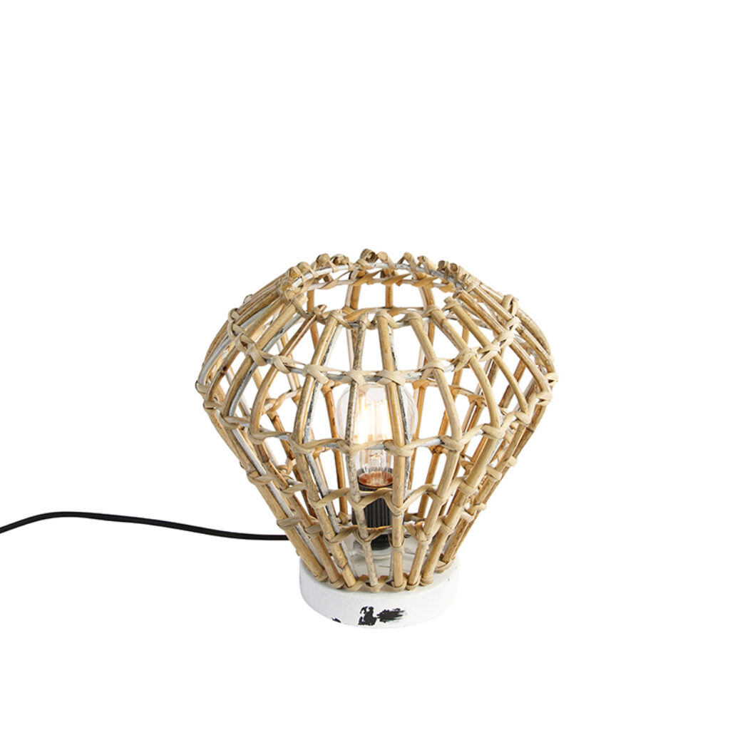 tafellampen Landelijke tafellamp bamboe met wit Canna Diamond BamboeStaal Naturel Houd je van natuurlijke materialen in Dan is iets voor jouw. Deze lamp gemaakt