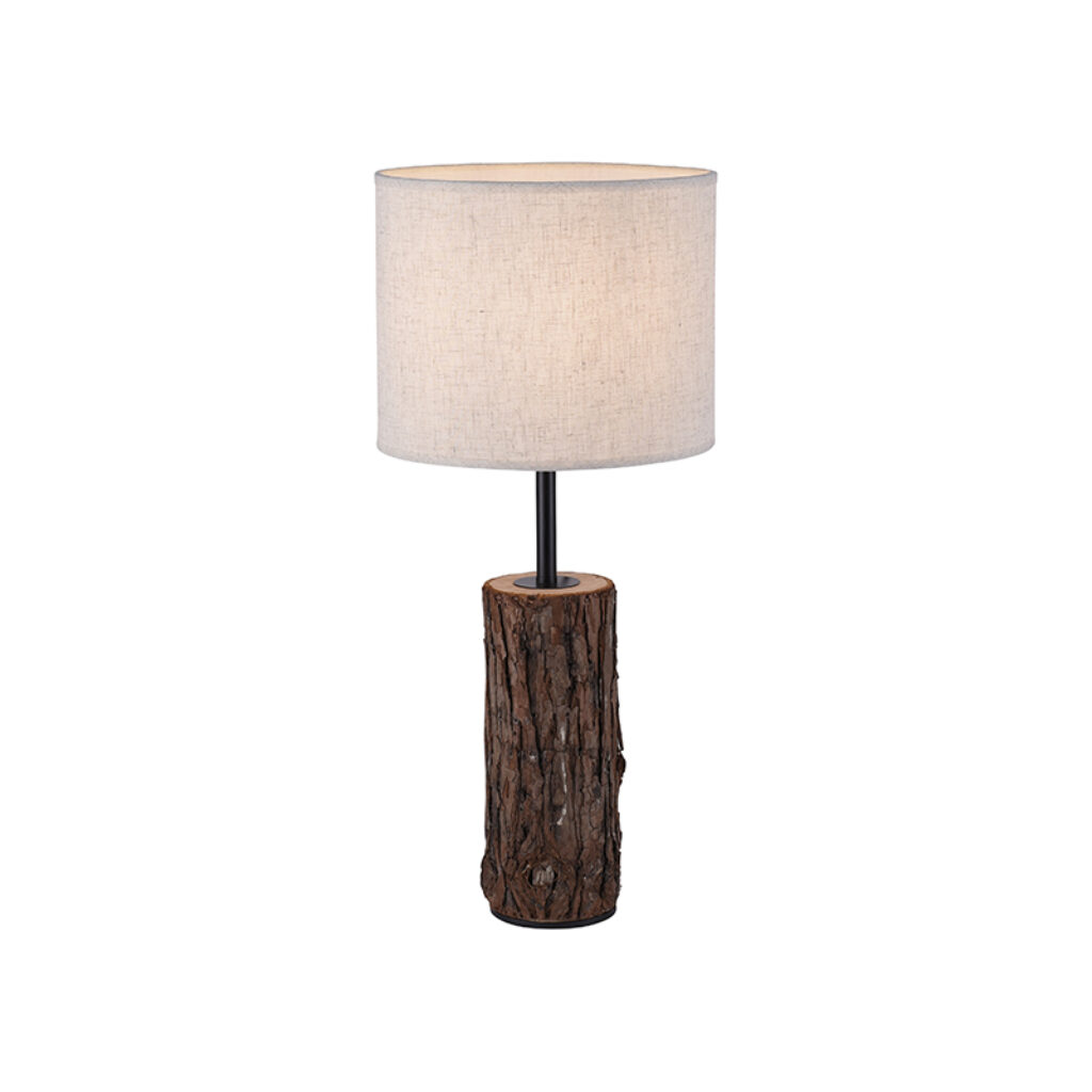 tafellampen Landelijke tafellamp hout met witte kap Oriana KunststofStaal Bruin Geef jouw interieur een landelijke touch de Deze lamp is gemaakt van kunststof