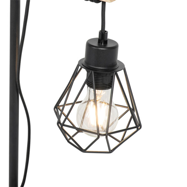 Landelijke tafellamp zwart met hout - Chon - Afbeelding 2