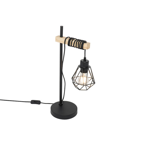 tafellampen Landelijke tafellamp zwart met hout Chon Staal Zwart Deze vrolijke is een echte toevoeging voor jouw interieur. Zijn combinatie van staal geeft hem