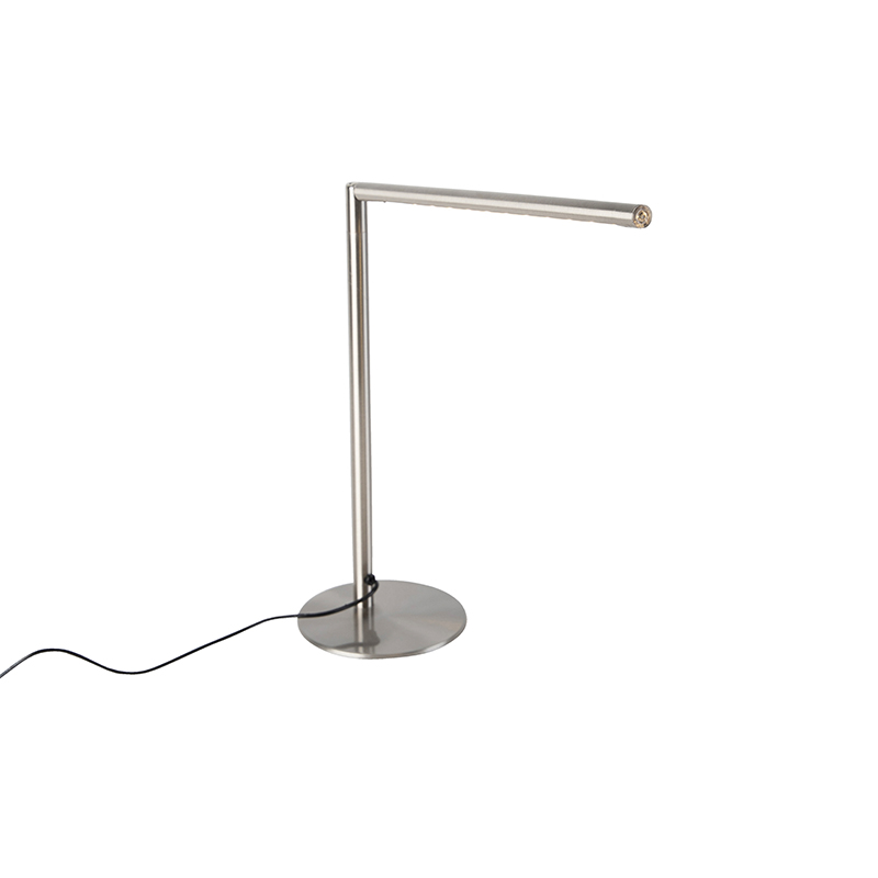 tafellampen Moderne tafellamp staal met touch dimmer incl. LED Douwe Metaal Staal Door de super moderne uitvoering hoort deze volledig thuis in een modern