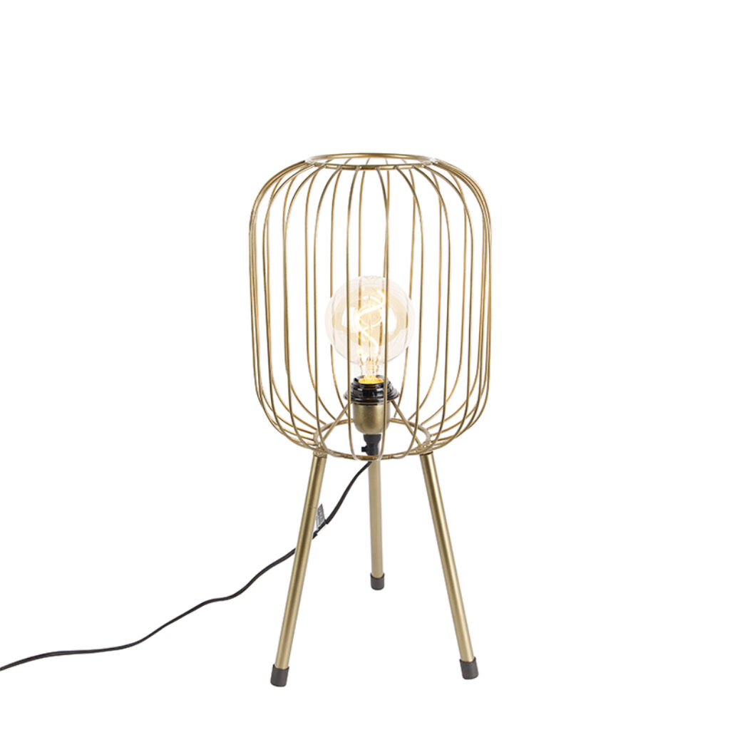 tafellampen Moderne tafellamp tripod messing Wire Staal Dit schattige tafellampje is een absolute De gouden kleur en de subtiele kap geven je interieur net dat