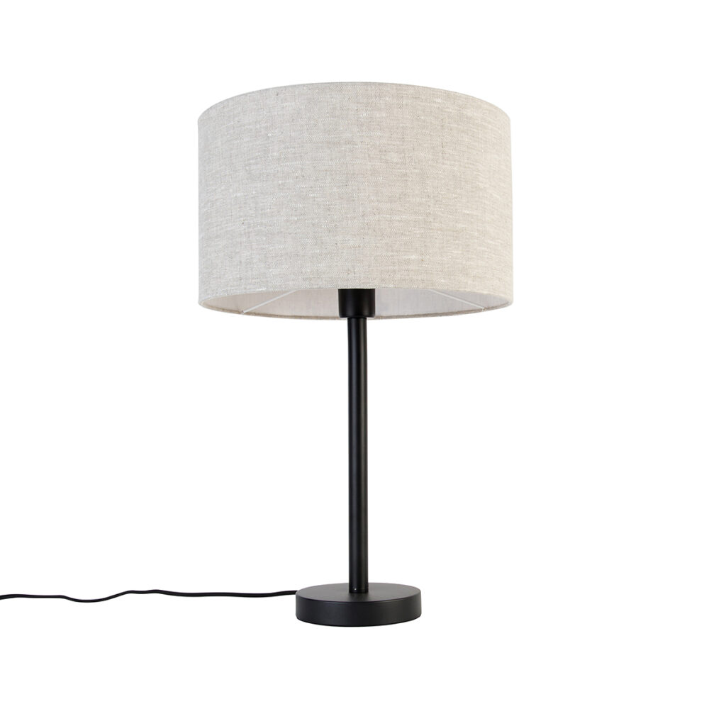 tafellampen Moderne tafellamp zwart met boucle kap lichtgrijs 35 cm Simplo StaalStof Zwart Kan jou moderne interieur wel wat stijl Tafellamp heeft Zijn