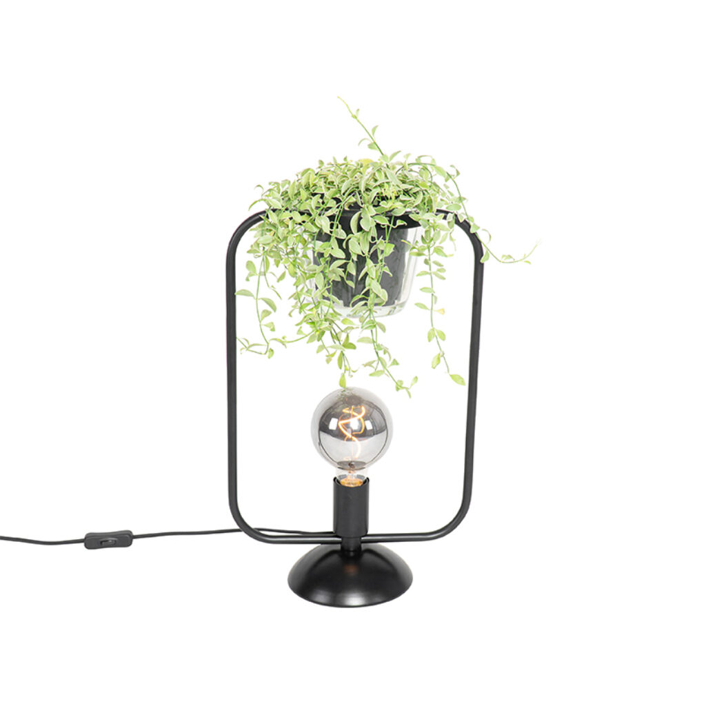 tafellampen Moderne tafellamp zwart met glas Roslini StaalGlas Zwart De moderne zorgt niet alleen voor meer sfeer in je interieur maar ook Jouw favoriete plant