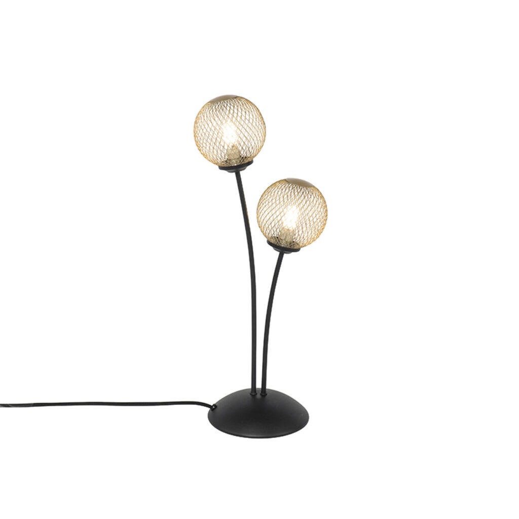 tafellampen Moderne tafellamp zwart met goud Athens Wire Staal Goud Tafellamp is een vrolijke toevoeging voor jouw woonkamer slaapkamer of De twee lichtpunten