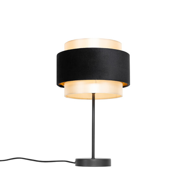 tafellampen Moderne tafellamp zwart met goud Elif StofStaal Zwart Ga voor gezelligheid in de woonkamer slaapkamer of Deze is afgewerkt armatuur en gouden touch