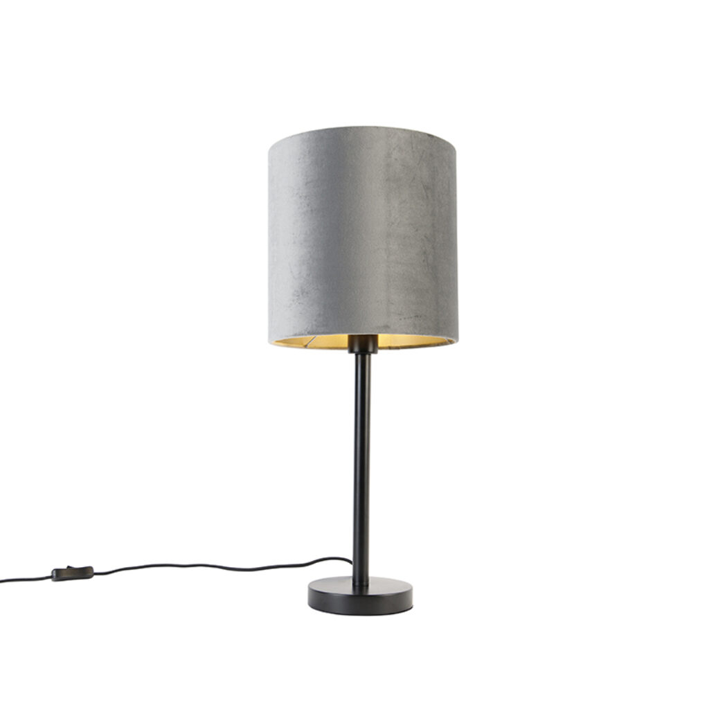 tafellampen Moderne tafellamp zwart met kap grijs 25 cm Simplo StaalStof Grijs Een moderne lamp voor elk interieur. De is een accessoire in je stalen tafellamp