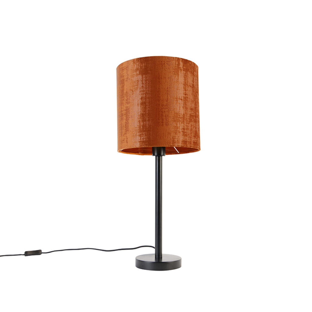 tafellampen Moderne tafellamp zwart met kap rood 25 cm Simplo StaalStof Rood Een moderne voor elk De mooie roestkleurige geeft een warm gevoel aan je interieur