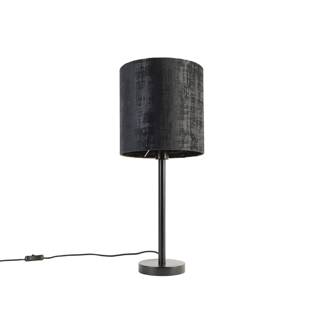 tafellampen Moderne tafellamp zwart met kap 25 cm Simplo StaalStof Zwart Tafellamp simplo is eenvoudig in zijn design maar erg Hij past perfect een modern