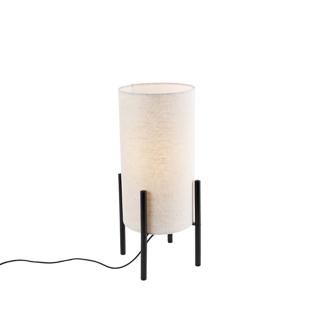 tafellampen Moderne tafellamp zwart met linnen grijze kap Rich StaalLinnen Grijs Een tijdloze topper deze zwarte een kap. Bekijk onze De zorgt voor gezellig