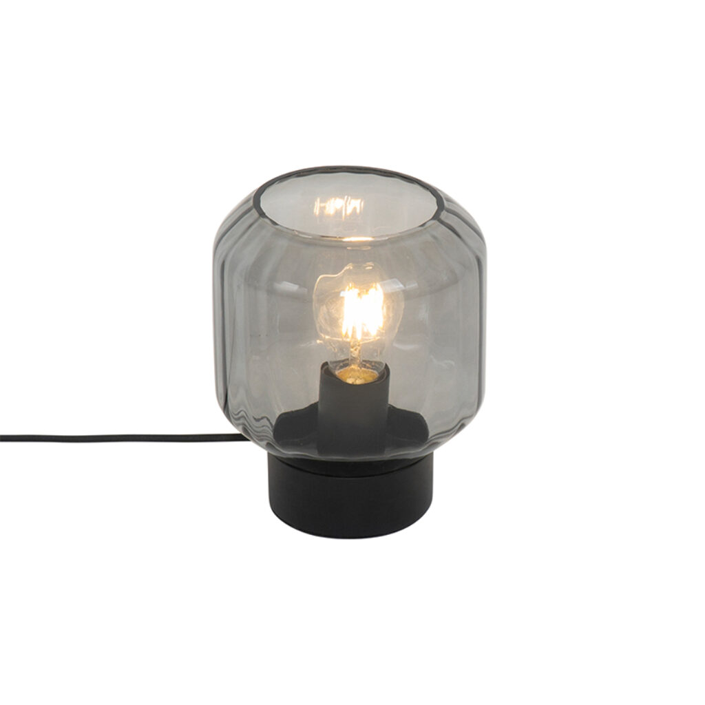 tafellampen Moderne tafellamp zwart met smoke glas Stiklo GlasStaal Zwart Dit schattige tafellampje is een ware toevoeging aan je Een perfecte lamp voor op