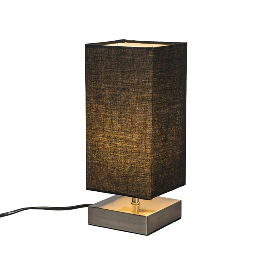 tafellampen Moderne tafellamp zwart met staal Milo StofStaal Zwart Een stijlvolle klassieker deze Prachtig afgewerkt een zwarte kap en voet uit staal. De lamp
