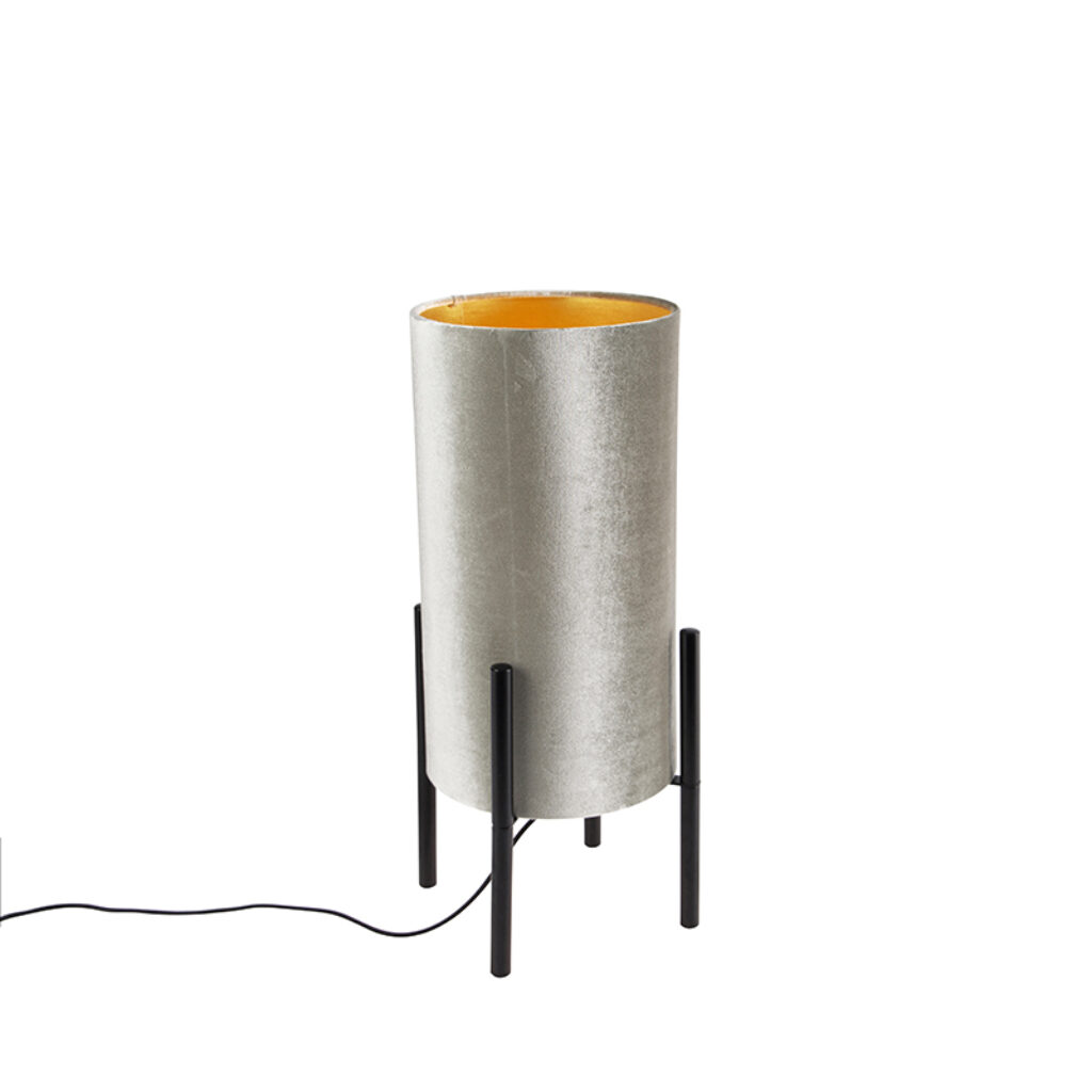 tafellampen Moderne tafellamp zwart met velours grijze kap Rich StaalStof Grijs Een tijdloze topper deze zwarte taupe kap. Bekijk onze De is afgewerkt een