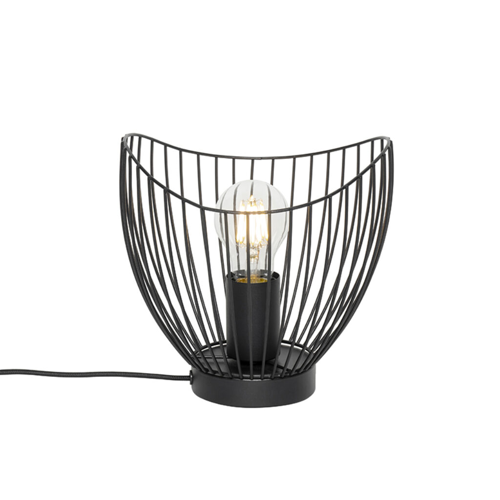 tafellampen Moderne tafellamp zwart 20 cm Pua Staal Zwart Een unieke onze Pua. Mooi afgewerkt in een zwarte kleur en super mooie golvende vorm. Hij zorgt voor