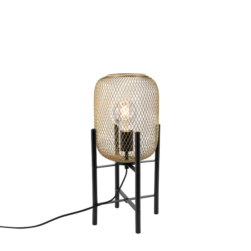tafellampen Moderne zwart met gouden tafellamp Bliss Mesh Staal Een stoer lampje ideaal als sfeerlamp in de De kleur maakt hem erg elegant. zwarte zorgt voor