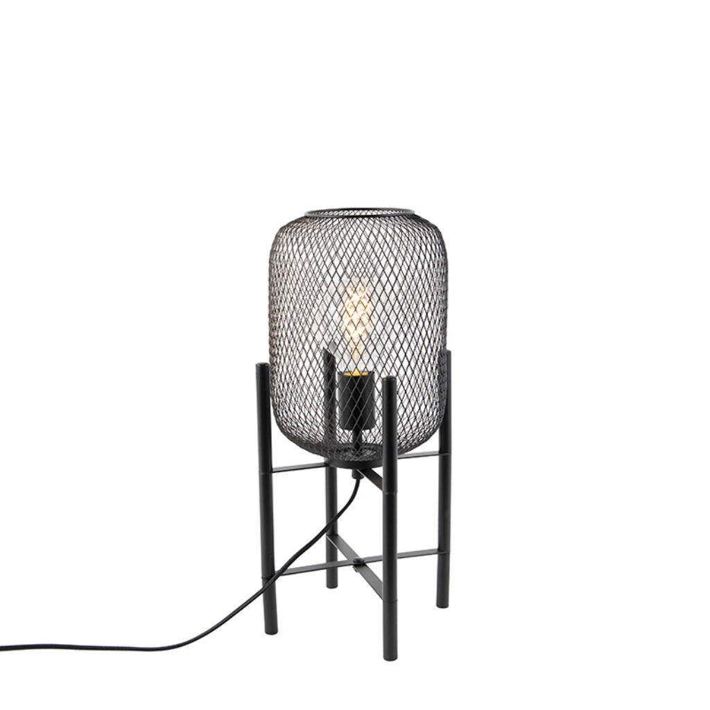 tafellampen Moderne zwarte tafellamp Bliss Mesh Staal Zwart Een stoer lampje ideaal als sfeerlamp in de Dankzij het gaas toont hij erg luchtig. De kleur zorgt