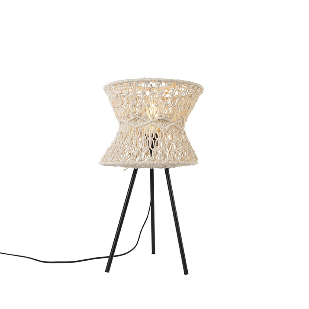 tafellampen Oosterse tafellamp Leonard TouwStaal Naturel Met voeg je warmte toe aan interieur. Deze oosterse lamp is gemaakt van touw met staal. Hij heeft een