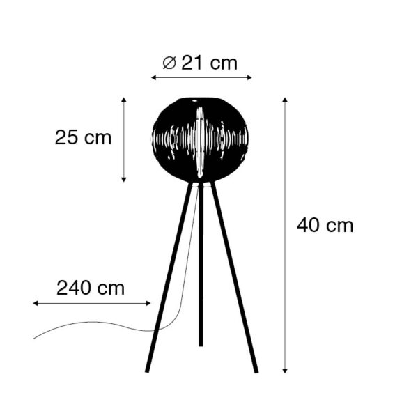 Oosterse tafellamp tripod zeegras - Canno - Afbeelding 3