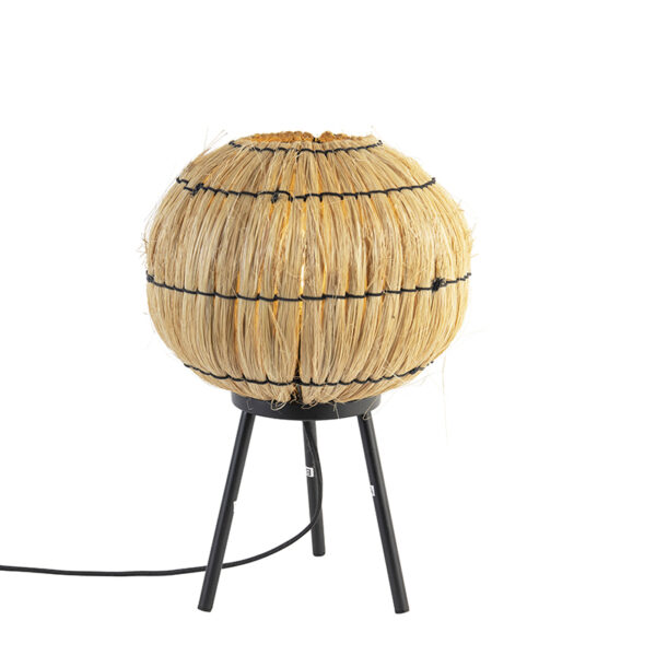 tafellampen Oosterse tafellamp tripod zeegras Canno StaalZeegras Naturel Houd je van natuurlijke materialen voor in interieur. Dan is iets jou. Hij gemaakt