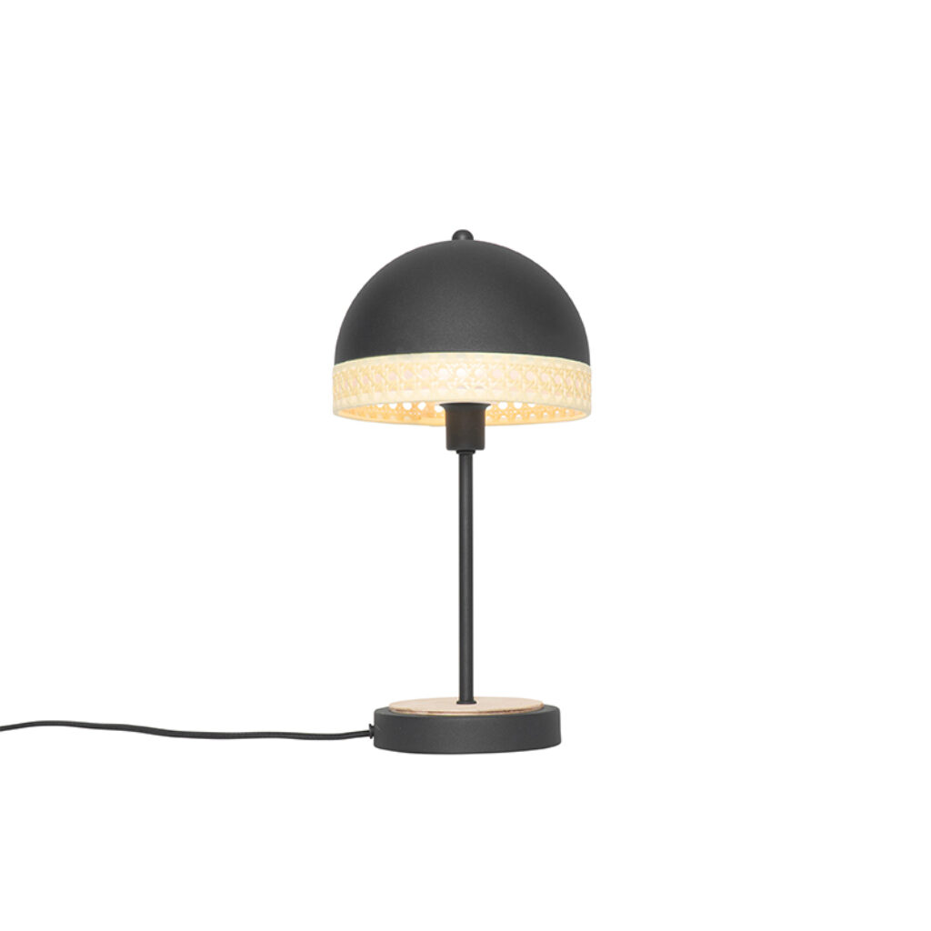 tafellampen Oosterse tafellamp zwart met rotan 20 cm Magna Rotan StaalRotan Zwart is een echt verlichtingsaccessoire. Deze gemaakt van staal mooie afwerking in